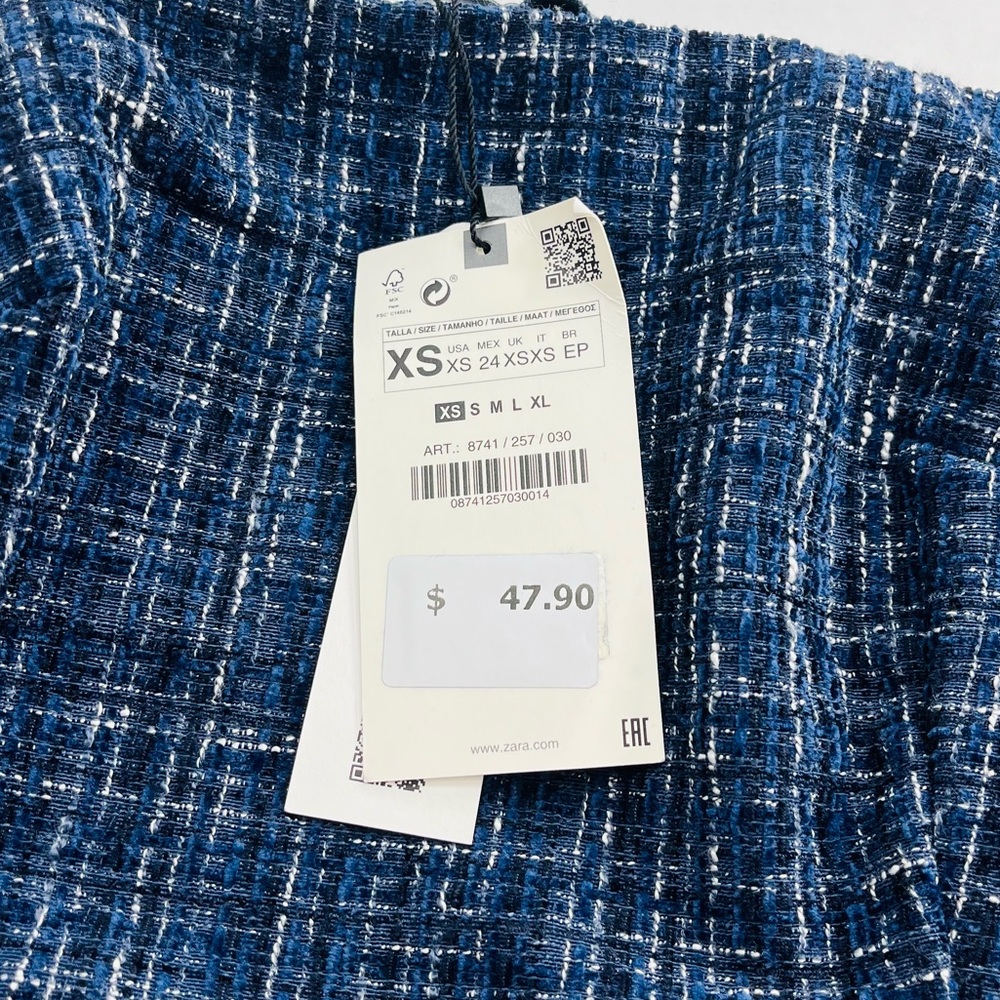 ✨ NWT Zara Off-Shoulder Tweed Top – Chic Statement Piece 💙✨ - Picture 5 of 12